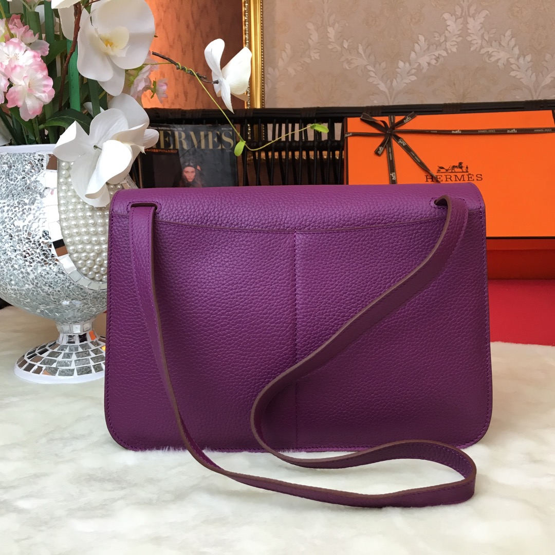 Hermes Halzan 31 Handbag Shoulder Bag In Anemone Clemence Leather